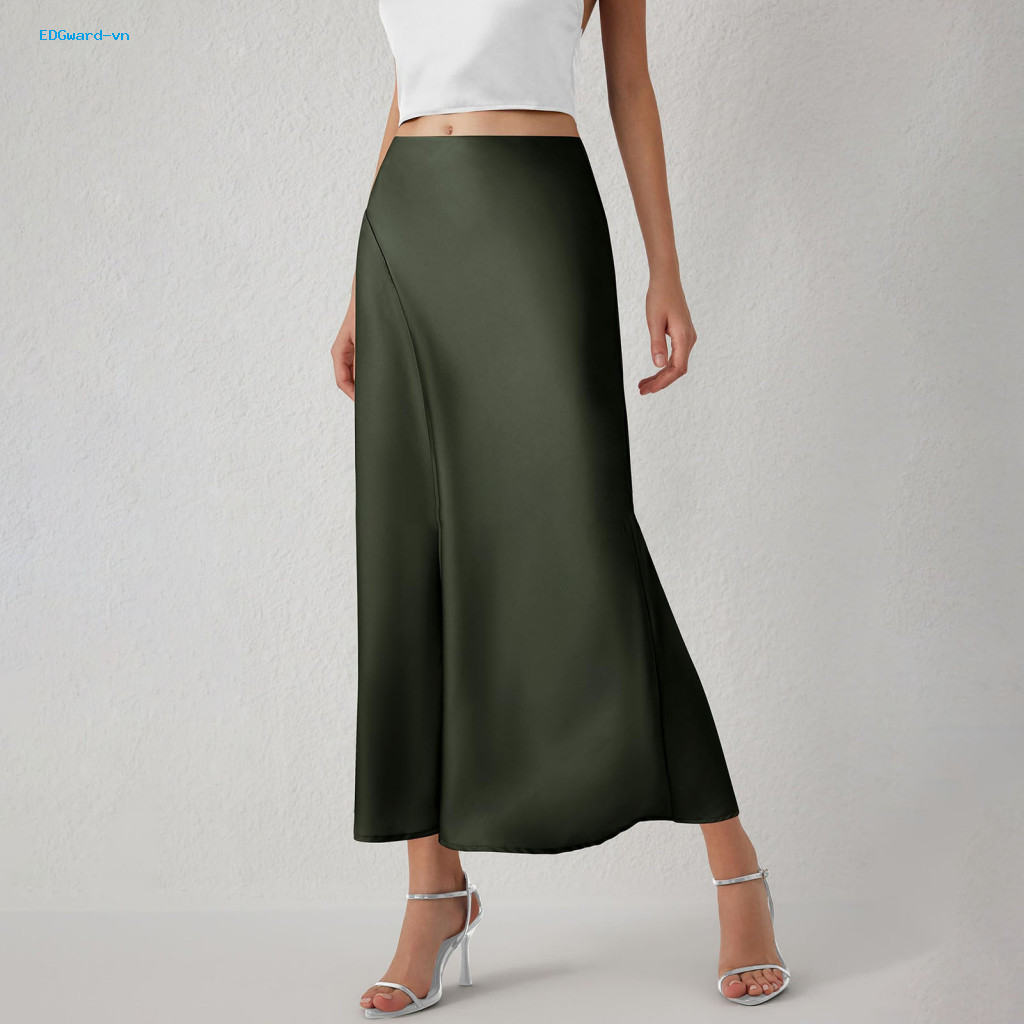 Office Lady Skirt Women Fishtail Skirt Stylish Satin A-line Skirt for ...