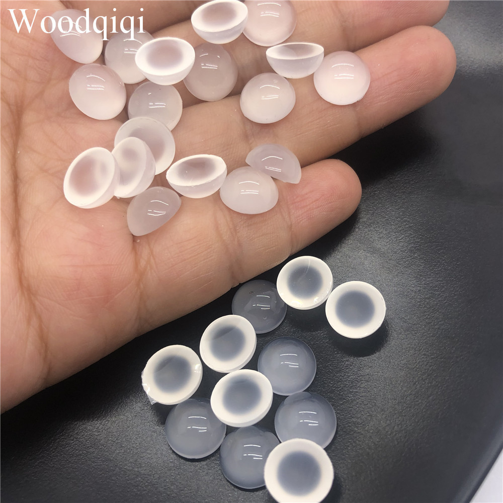 50PCS 6mm/10mm Resin Cat eye Semicircle Loose Beads Jewelry Accessories ...