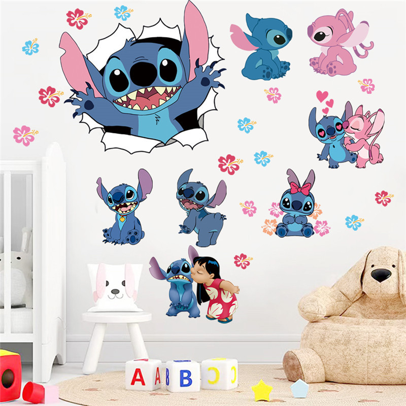 MINISO Cartoon Lilo & Stitch Wall Stickers For Kid's Room Kindergarten ...