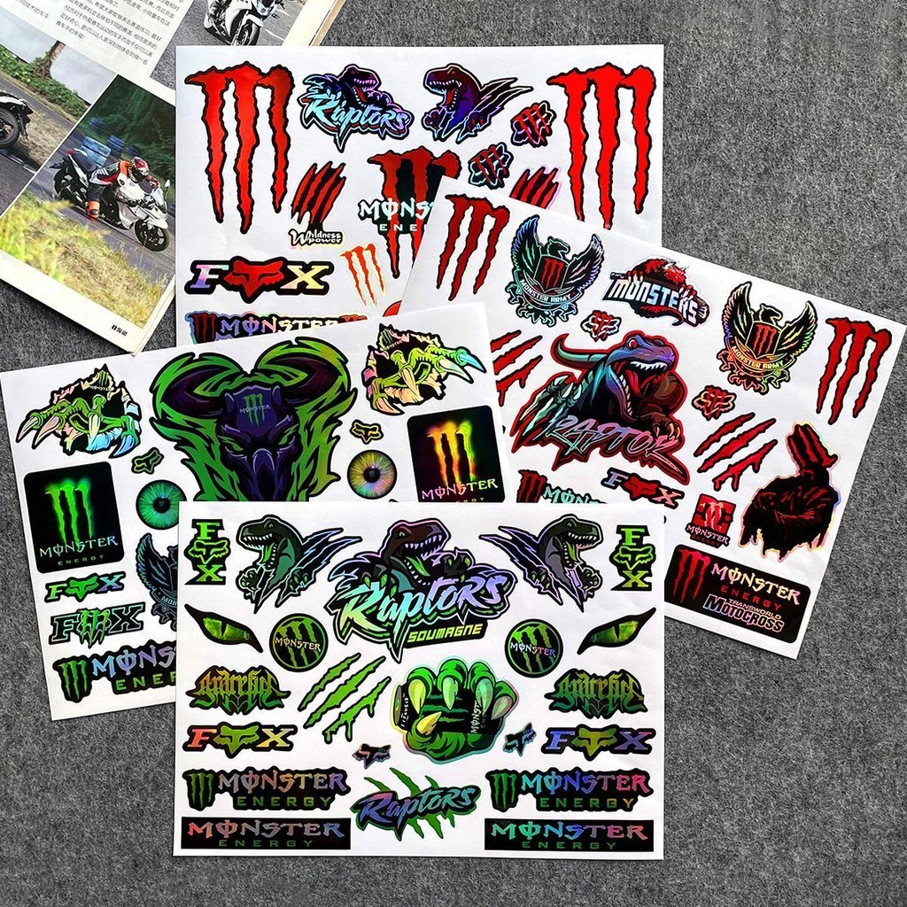 Motorcycle Sticker Red Monster Reflective Sticker for Honda Clcik Wave ...