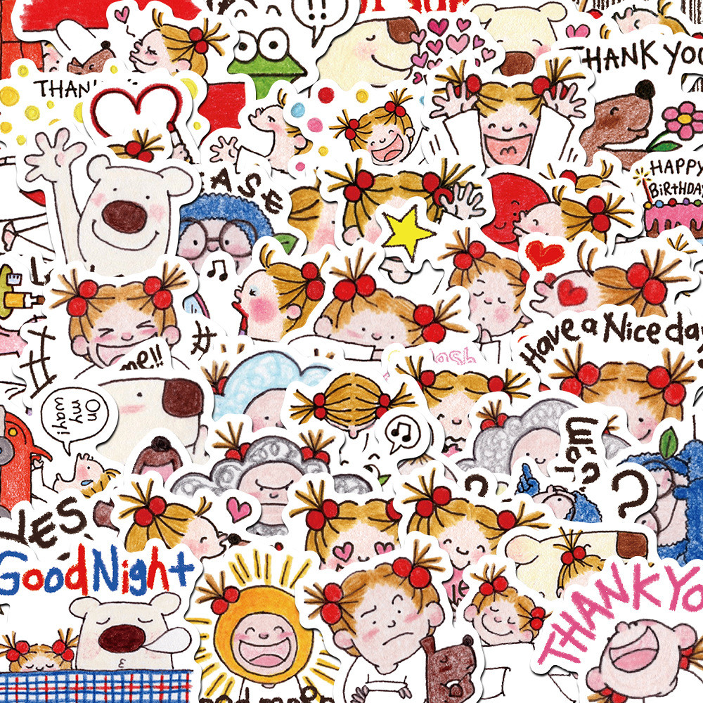 60 Sheets Cute Cartoon Image COCO Sauce Girl Handbook Material Stickers ...