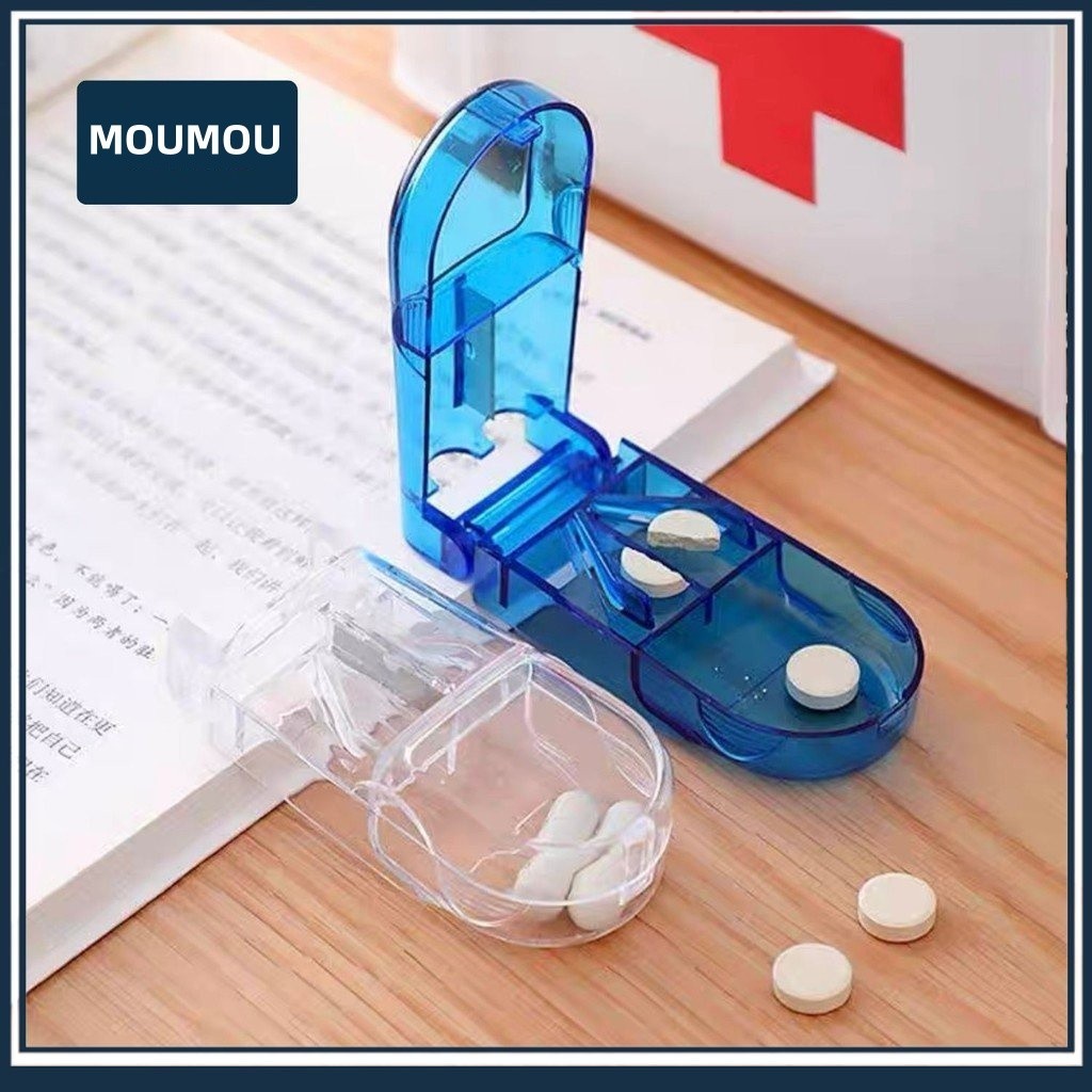 Transparent Pill or Tablet Cutter with Medicine Storage | Shopee ...