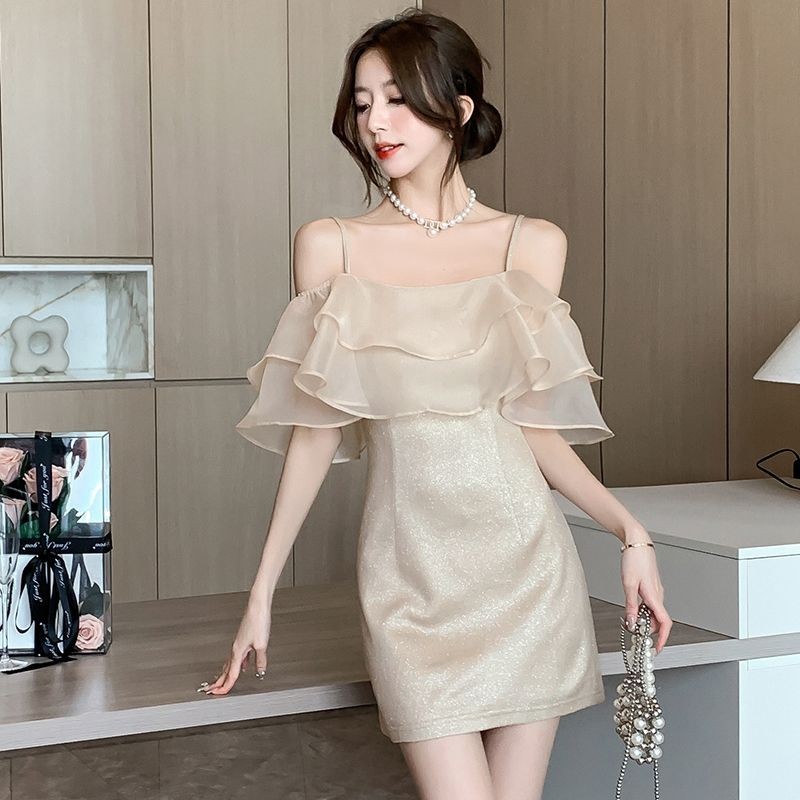 Hawlife Korean Champange Elegant Mini Dress 56 | Shopee Philippines