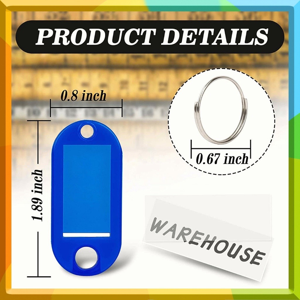 50PCS Key ID Tag Plastic Key Tags ID Label Name Key Holder Key Tags ...