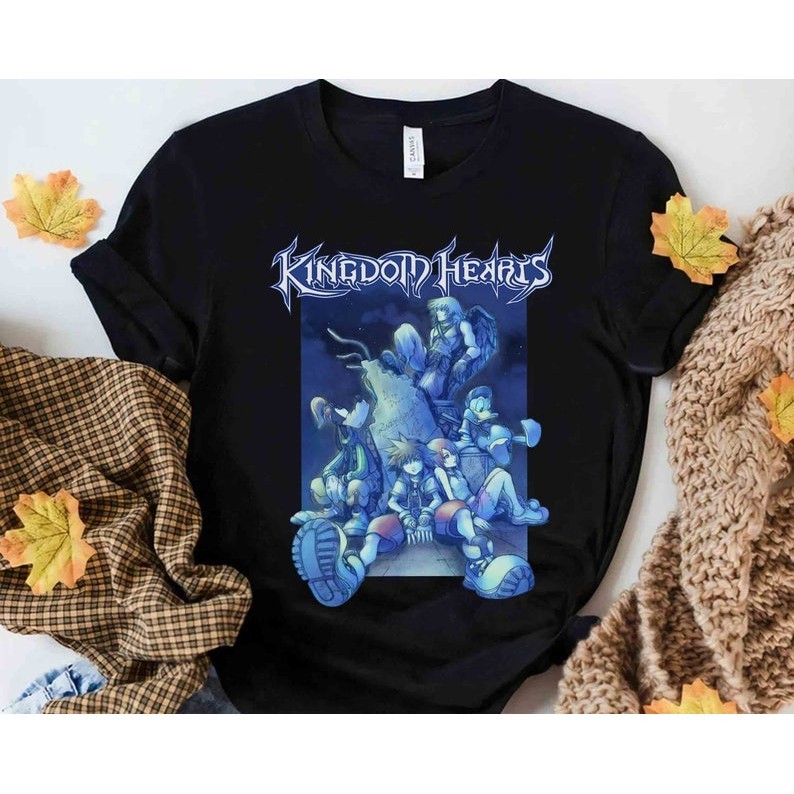 Disney Kingdom Hearts Blue Crew T-Shirt Sora Donald Goofy Mickey Tee ...