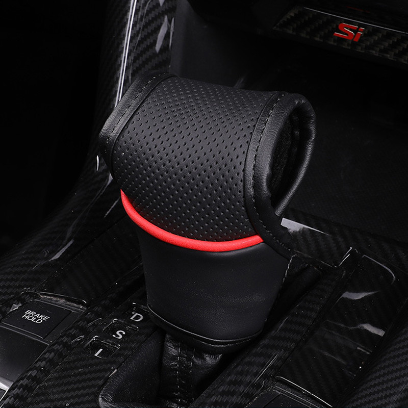 Purchase Universal Red Leather Car Manual Gear Shift Knob Selector Lever Shifter 5 Speed In - Foto 9
