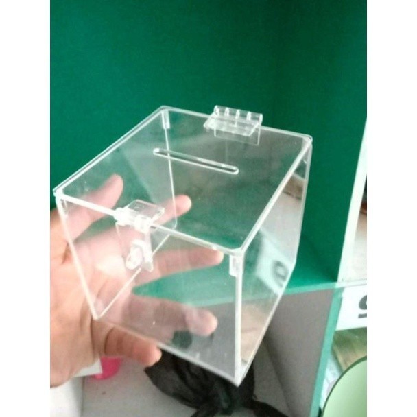 1 day po charity box / piggy bank / acrylic raffle size 10x10x10cm ...
