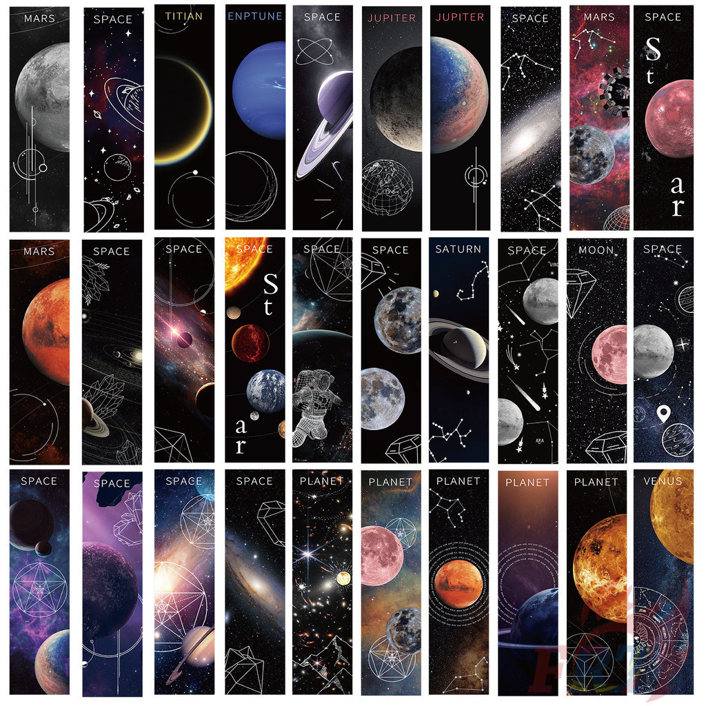 30Pcs/Set Outer Space Art Bookmarks Fashion Books Marker of Page