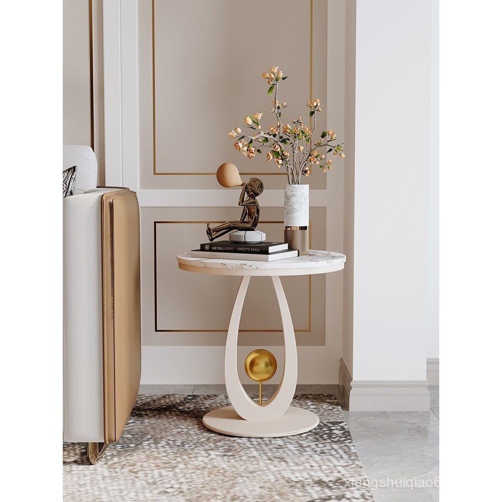 Light Luxury Living Room Sofa Side Table Modern Minimalist Stone Plate ...
