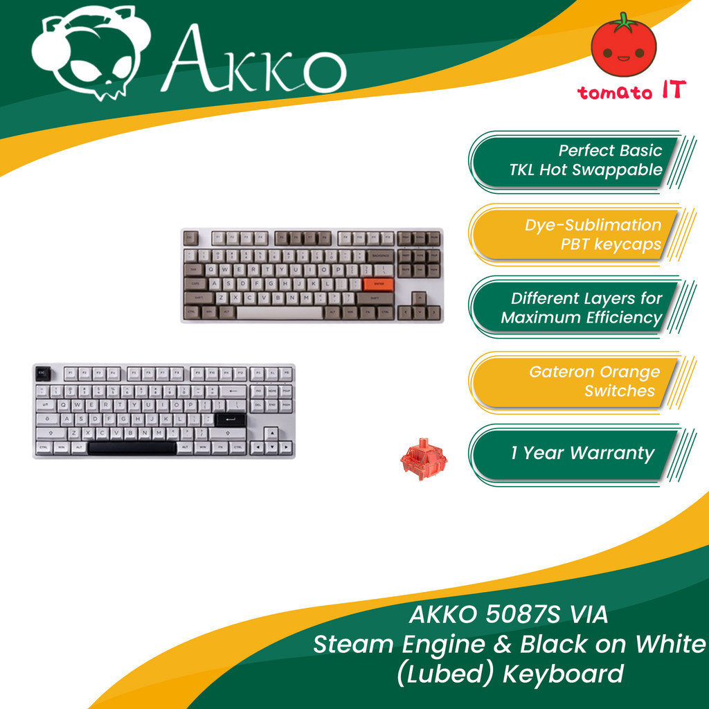 AKKO 5087S Via Steam Engine & Black on White (Lubed) Keyboard | Shopee ...