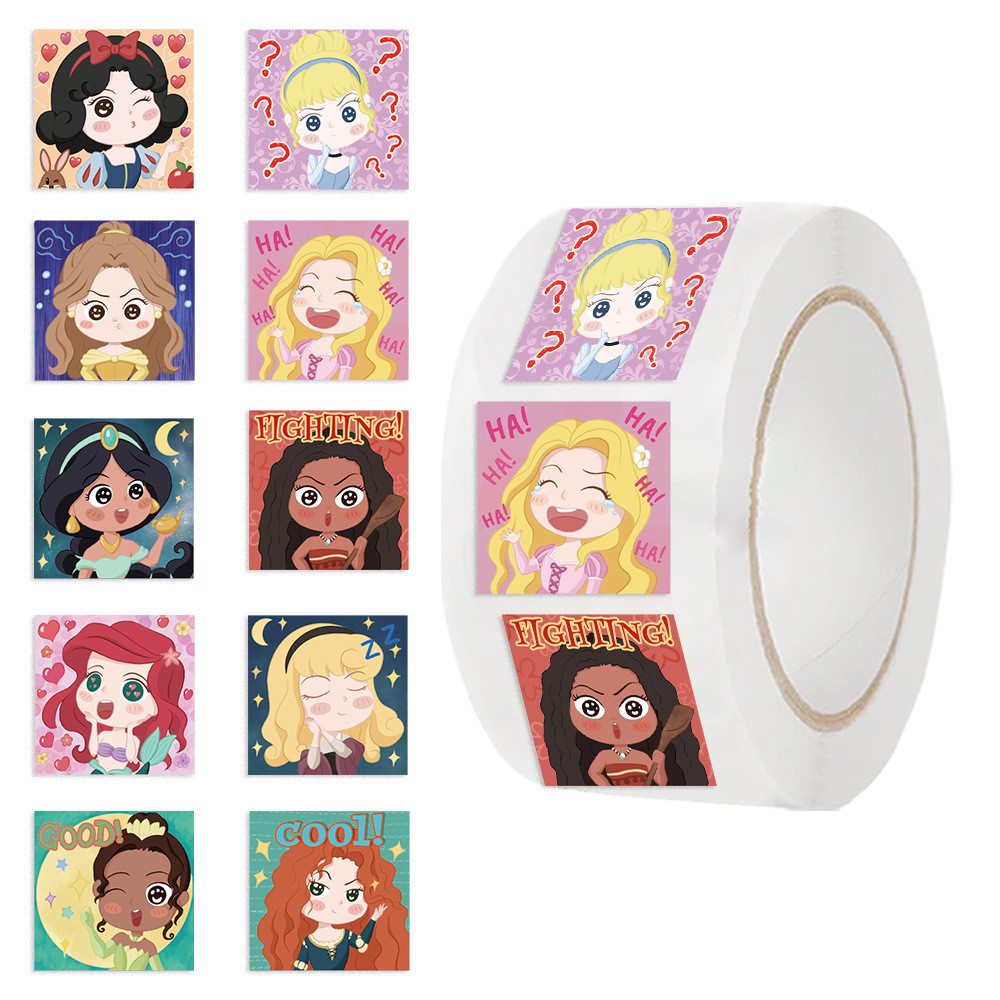 500PCS Disney Princess Cartoon Head Stickers Roll Decor for Planners ...