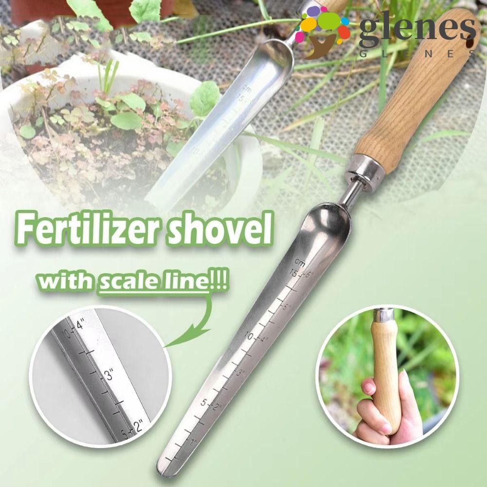 GLENES Garden Shovel with Scale, Stainless Steel Anti Slip Handle Hand ...