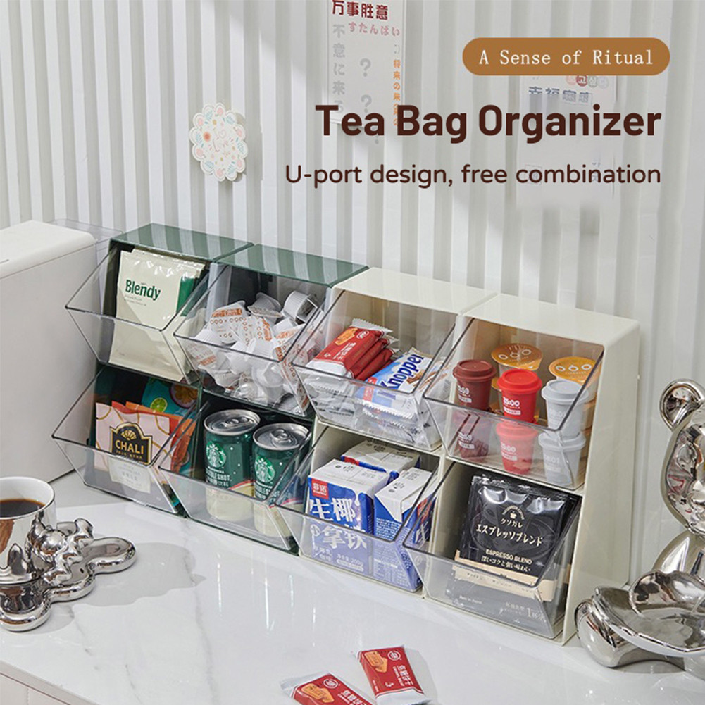 2 Tier Partition Plastic Display Rack Tea Bag Organizer Coffee Storage ...