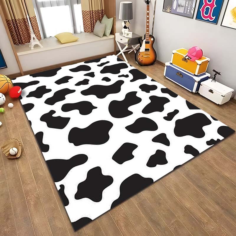 3D Cow print rectangular rug, non-slip, suitable for living room ...