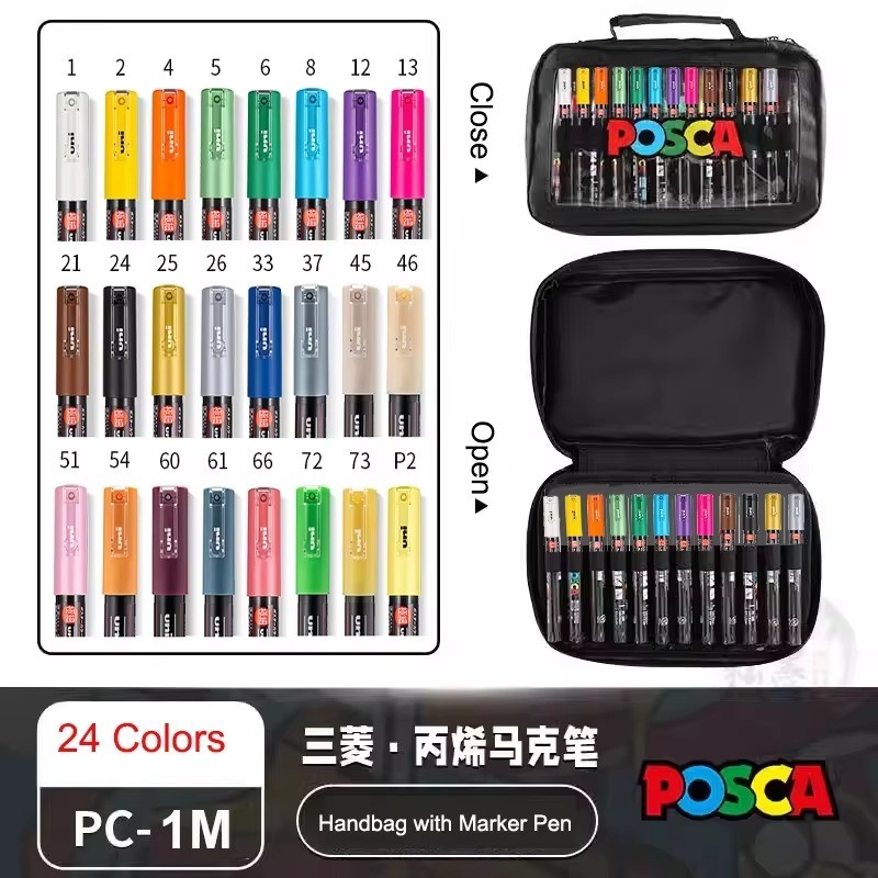 Uni Posca Color Acrylic Markers 24colours/Set 1M/3M/5M Fabric Water ...