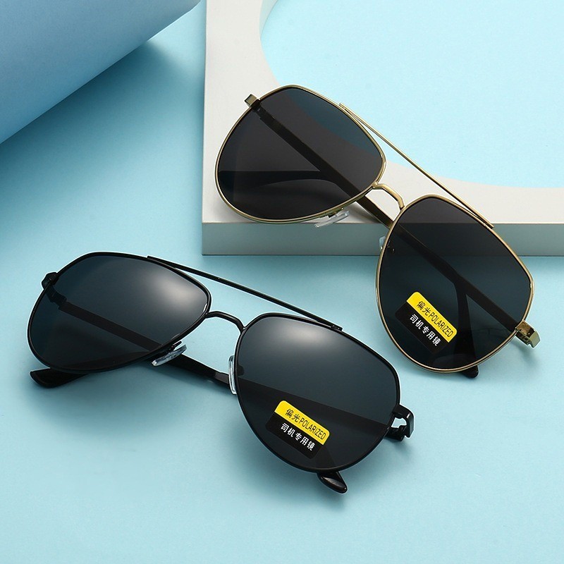 Aviator Original Sunglasses For Men Polarized Double Girder Retro Vintage Sun Glasses Metal Frame Uv400 Driver Shades For Men I.1229029932