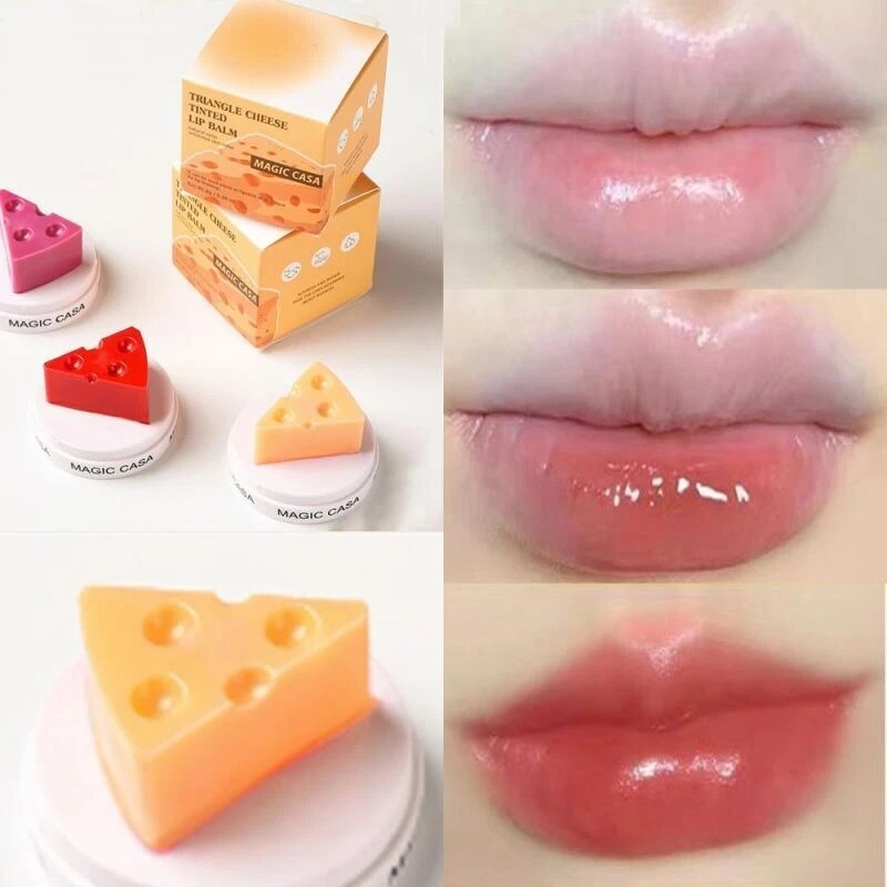 GG+Cute Cheese Lip Gloss Color Change Lip Balm with Lip Brush Jelly Lip ...