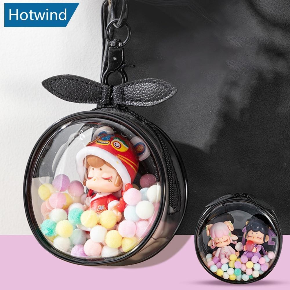 HW Round Portable Transparent PVC Mystery Doll Organizer Box Keychain ...