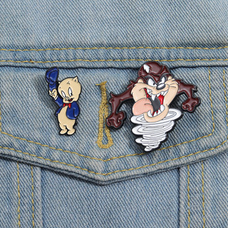 Cartoon Looney Tunes Cartoon Brooch Cute Character Porky Pig Alloy ...