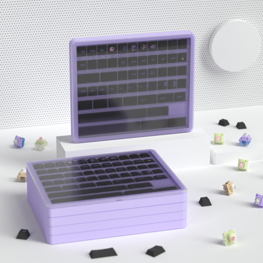 3Layers Keycaps Storage Box 140 Keys ABS Dustproof Display Case ...