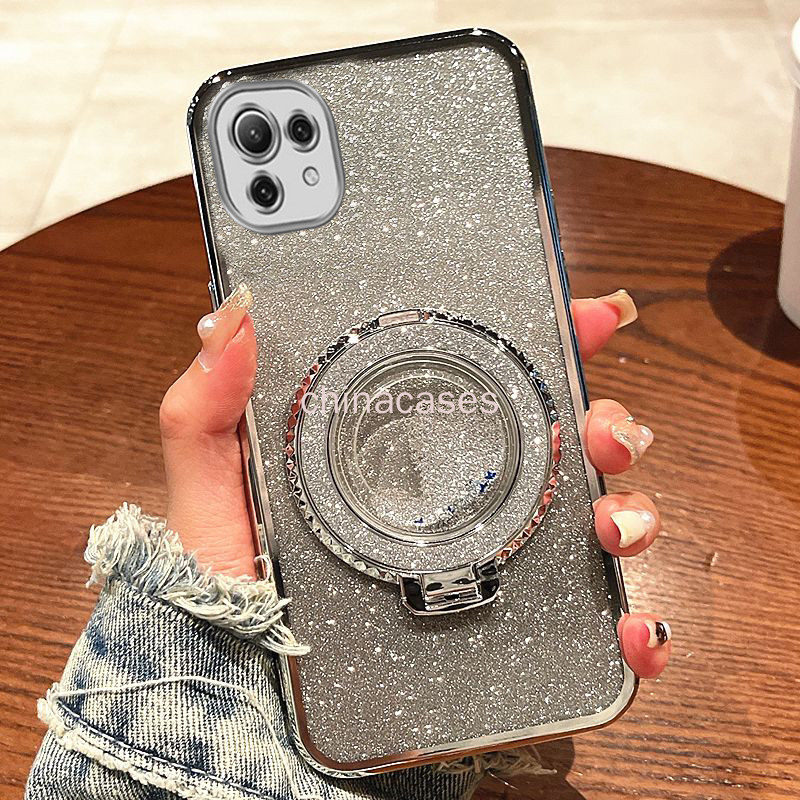 Glitter Cover Per Xiaomi Mi 11T / 11T Pro - Custodia Cristallo Trasparente Con Brillantini Liquidi E Paillettes - TPU Antiurto Con Liquido Scintillante - Oro YBL