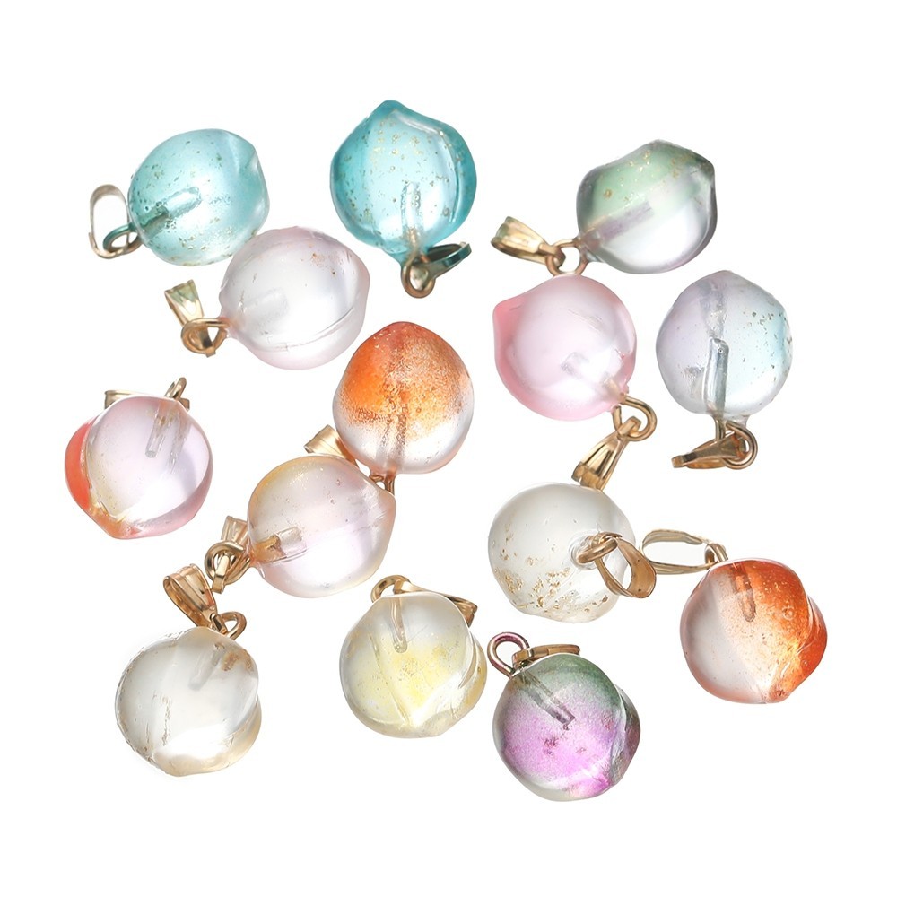 St. kunkka 5-10Pcs Glass Frosted Peach Pendant Translucent Three ...