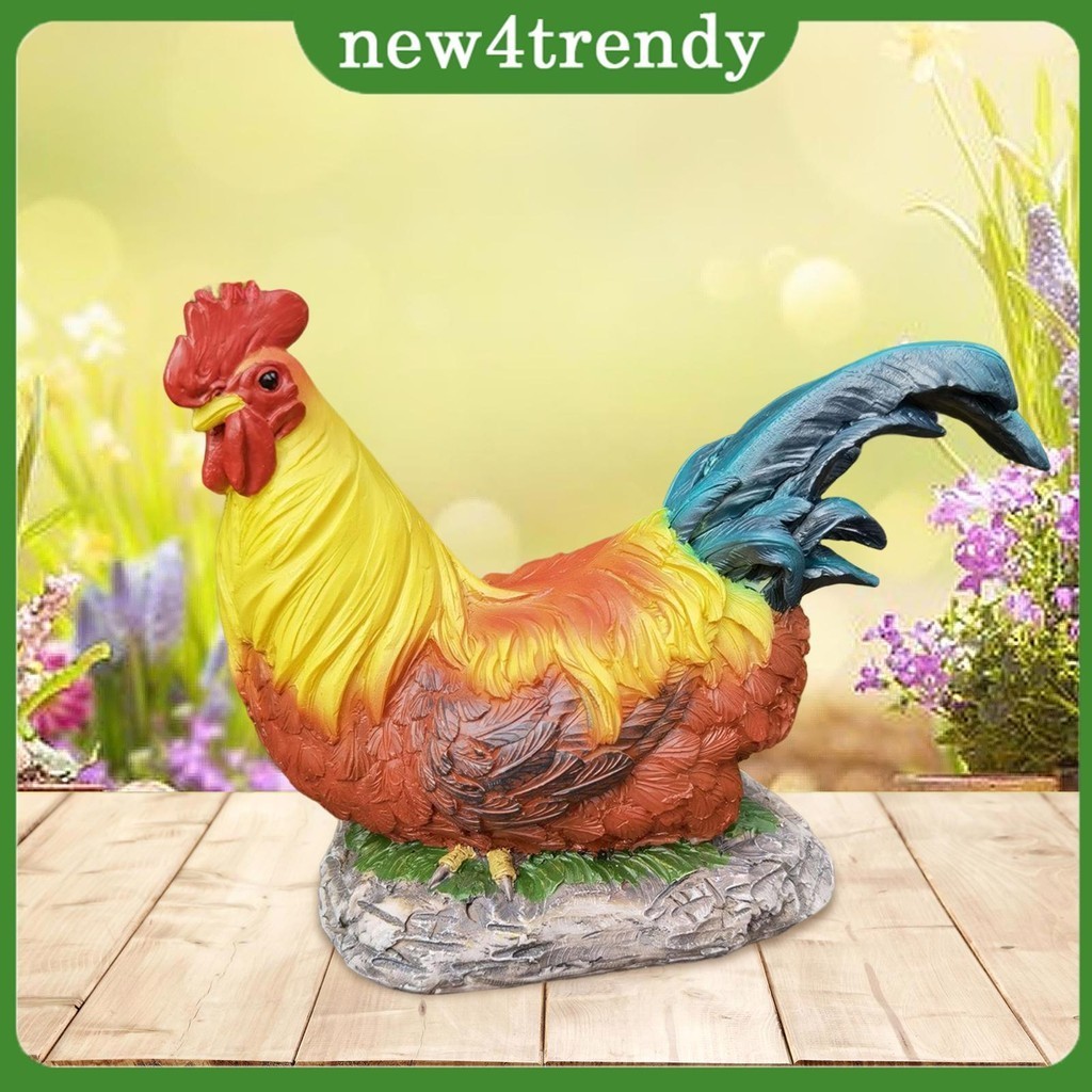 1/2/3 Resin Rooster Statue Chicken Sculpture for Garden Decor Exquisite ...