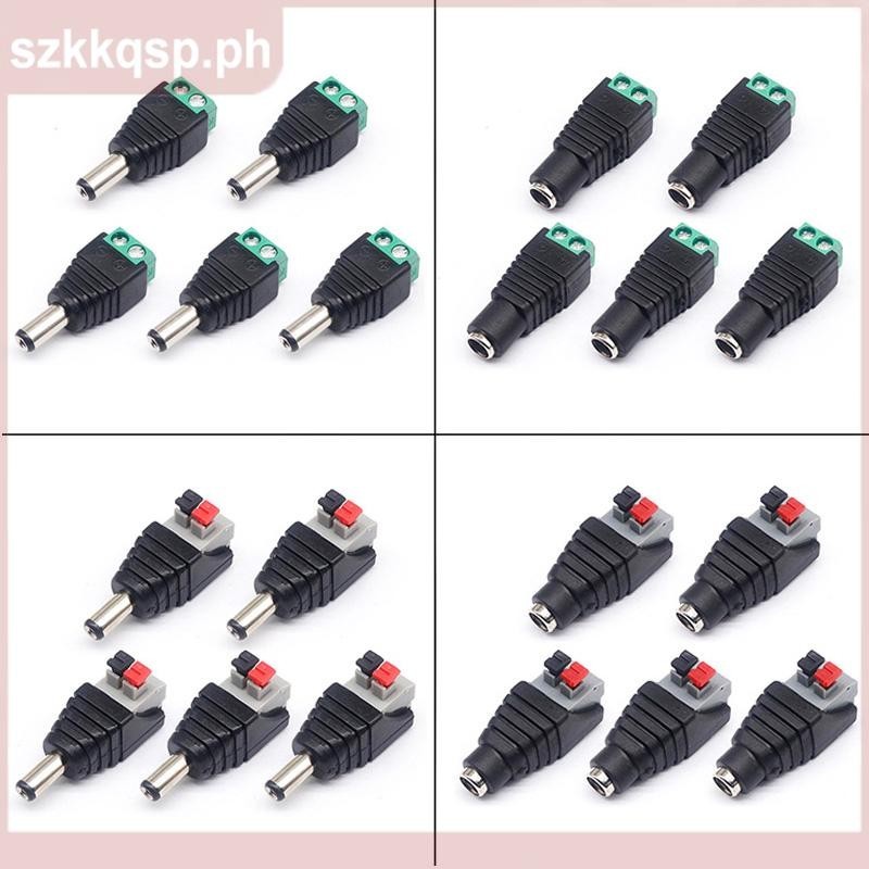 5pcs DC male female power connector 5.5*2.1mm plug positive negative to ...