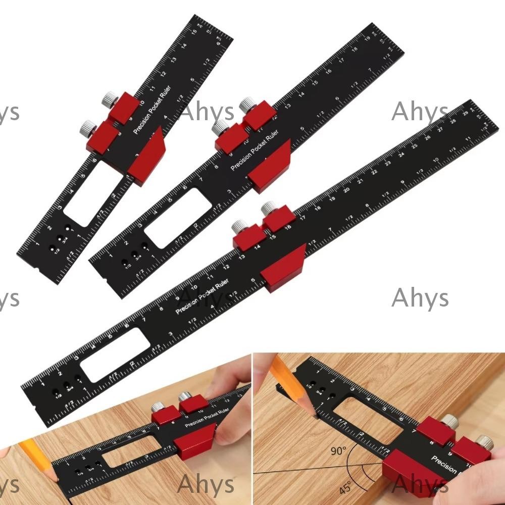 AHYS Woodworking Tools Ruler, T-Type Aluminum Pocket Ruler, Inch and ...