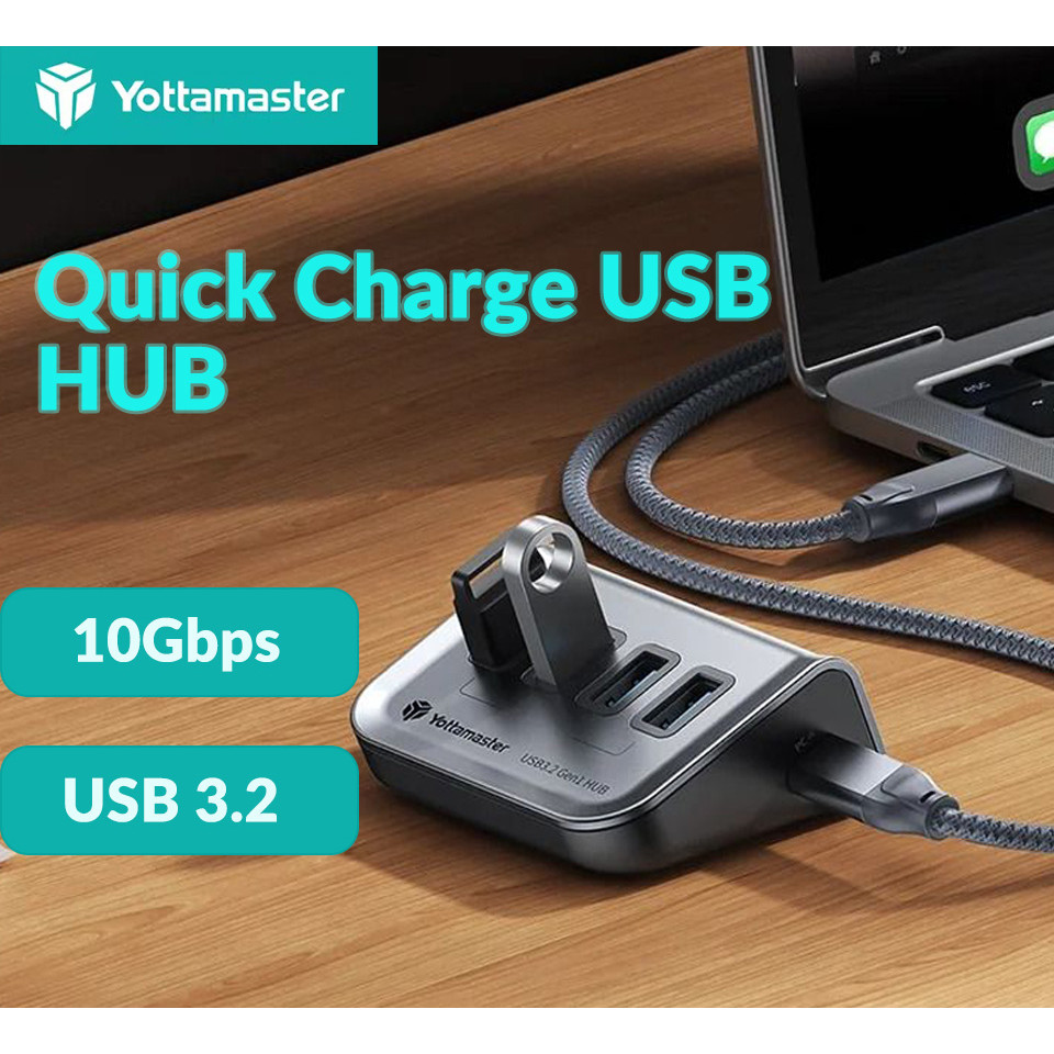 thumbnail image 2 of Yottamaster USB-C Hub – 3.0 Ports + 4K HDMI Adapter For MacBook Pro/Air, Gray 2 of 6