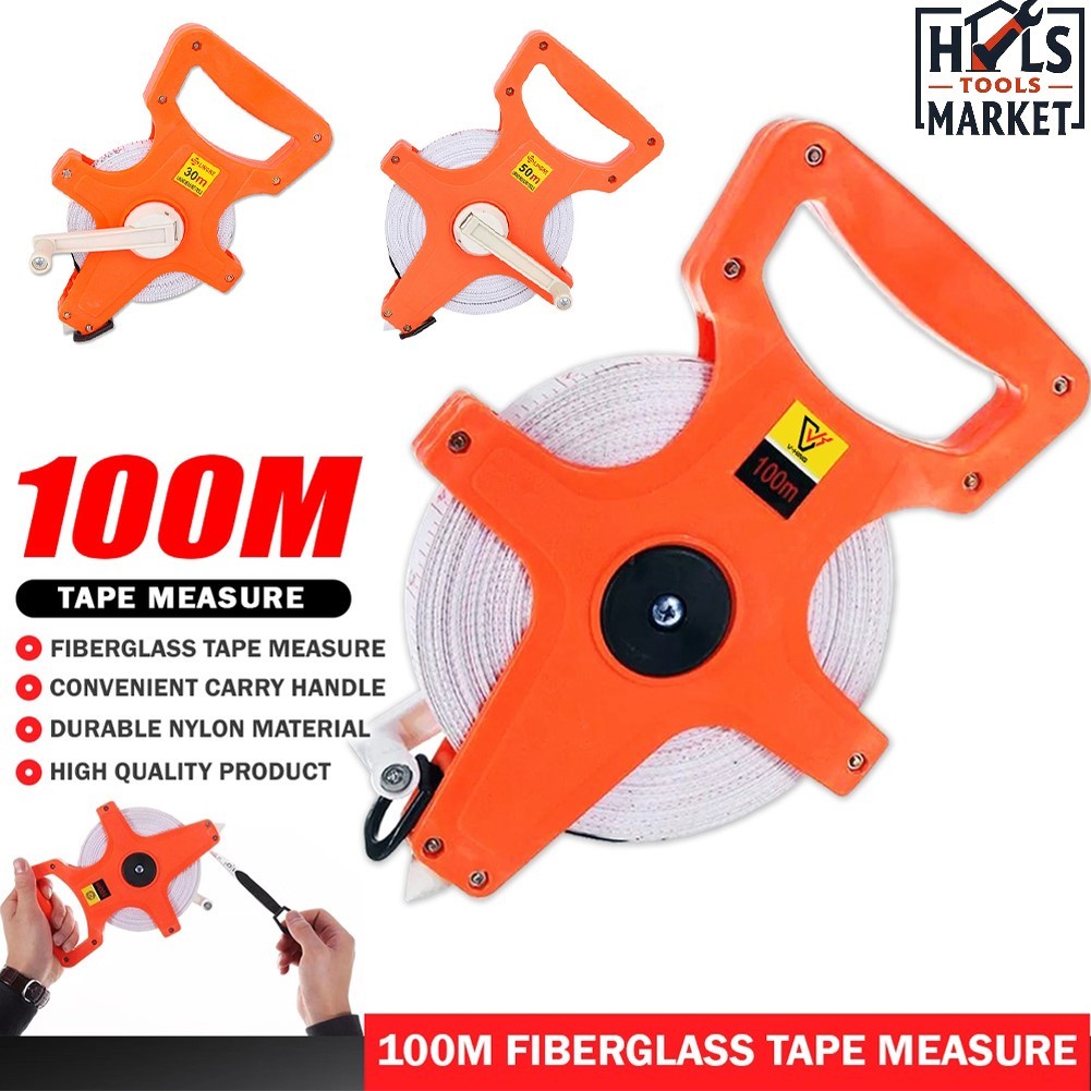 30M | 50M | 100M Tape Measure Fiber Glass High Quality Heavy Duty Meter ...