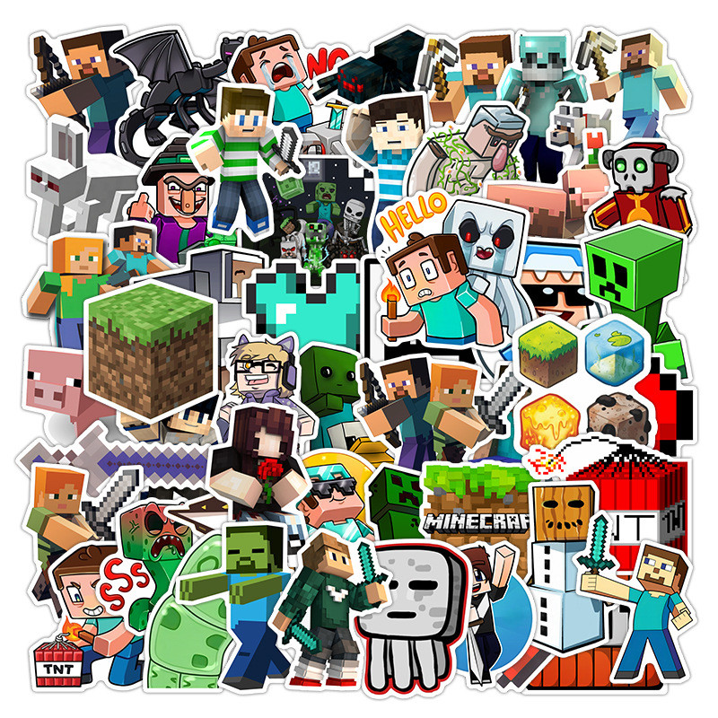 Minecraft Sticker Pixel Style My World 50Pcs Stickers Scrawl DIY MC ...
