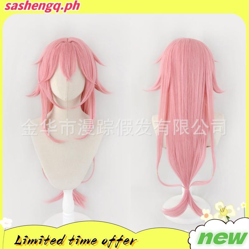 AOI Genshin Impact Yae Miko Cosplay Wig 100cm Long Pink Gradient Hair ...