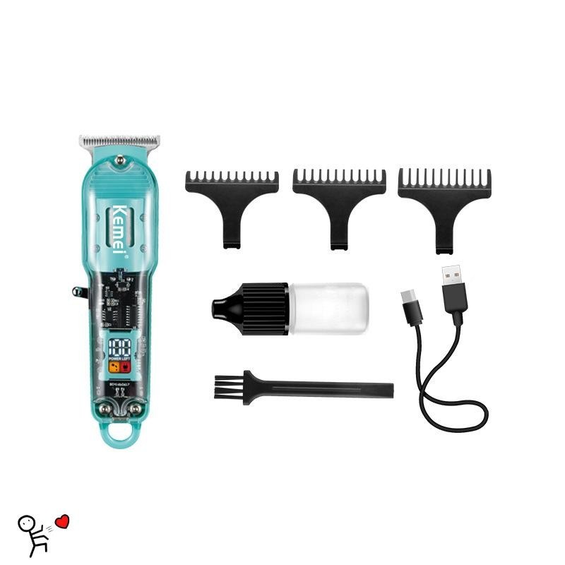 Cross-Border Hair Clipper Kemei KM-1133 Transparent Fuselage LCD ...
