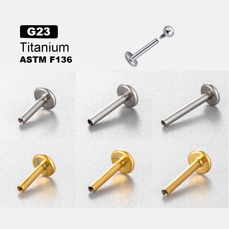 1 Piece Hypoallergenic G23 Titanium Fresh Labret Piercing Flat Head ...