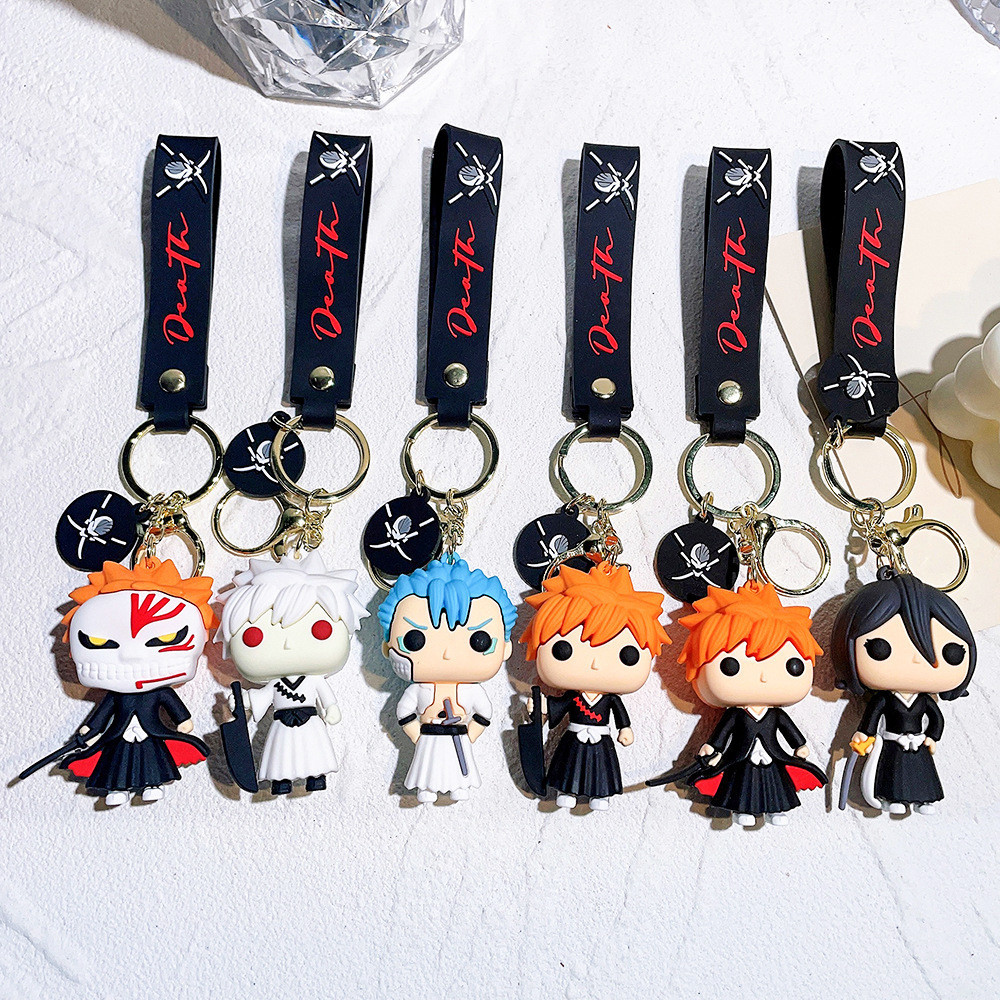 bleach Keychain Kurozaki Ichigo Rukia Aizen Key chain doll pendant ...