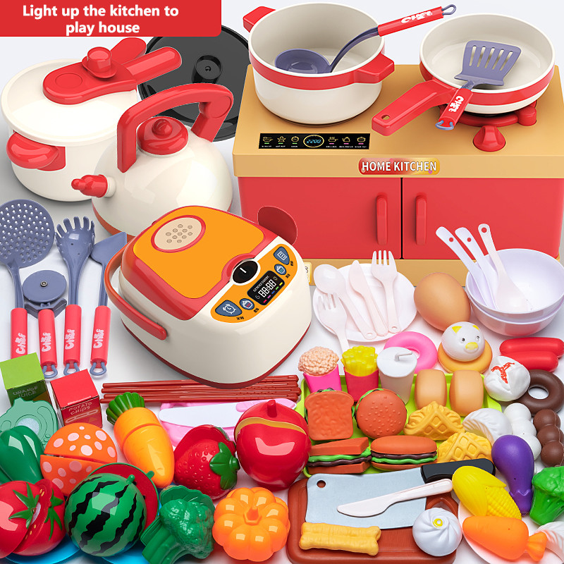 84PCS Children Kitchen Toys Simulation Dinnerware Educational Toys Mini ...