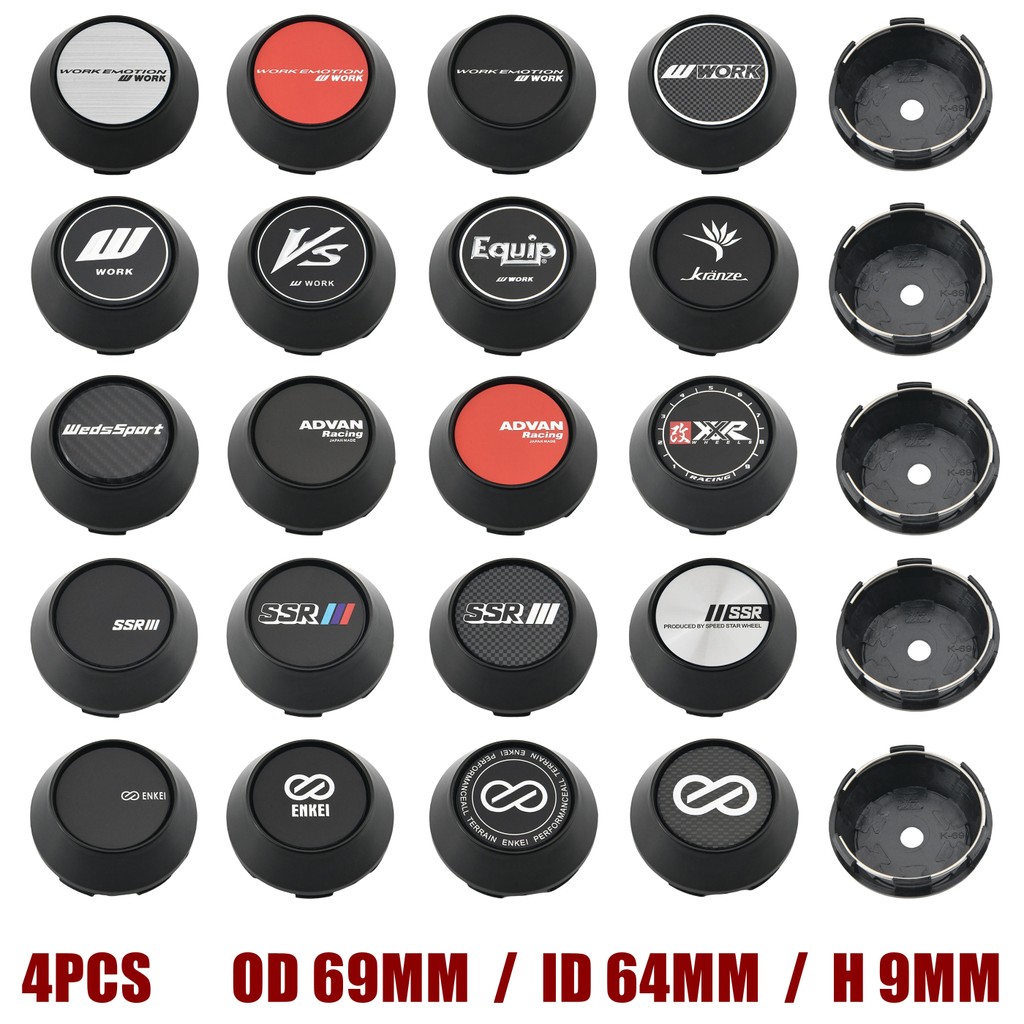 JDM Car Racing 69mm Sport Rim Caps WORK VS EQUIP MEISTER Wheel Center ...