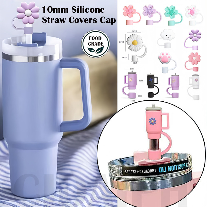 10mm Silicone Straw Covers Cap Reusable Straw Toppers Accessories Straw ...