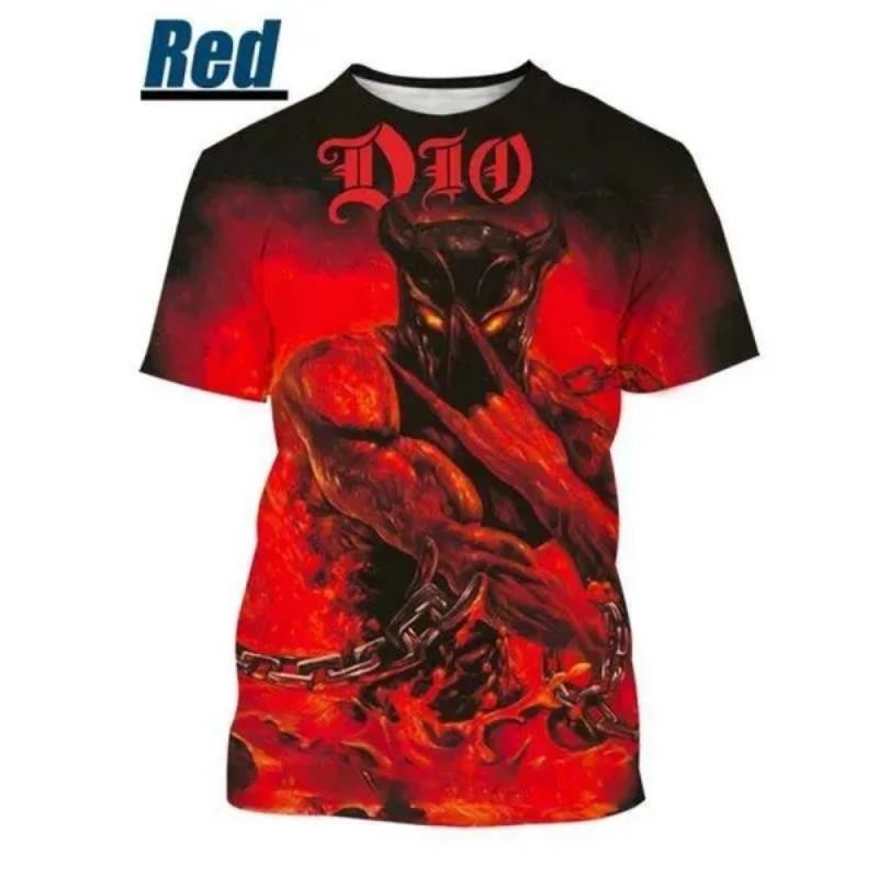 Fashion Men Clothing New Heavy Metal Rock Dio Band 3D Print Tshirt Hip