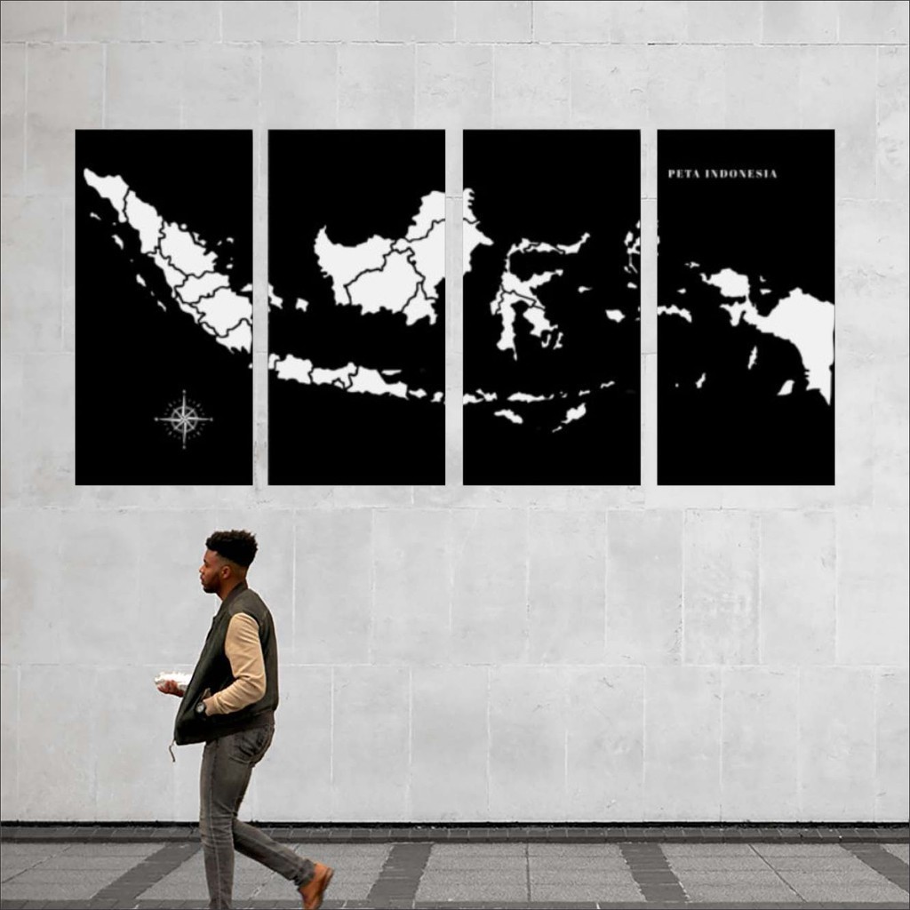 Hiasan Dinding Poster Wall Hanging 15 X 30cm 1set 4pcs Map Of