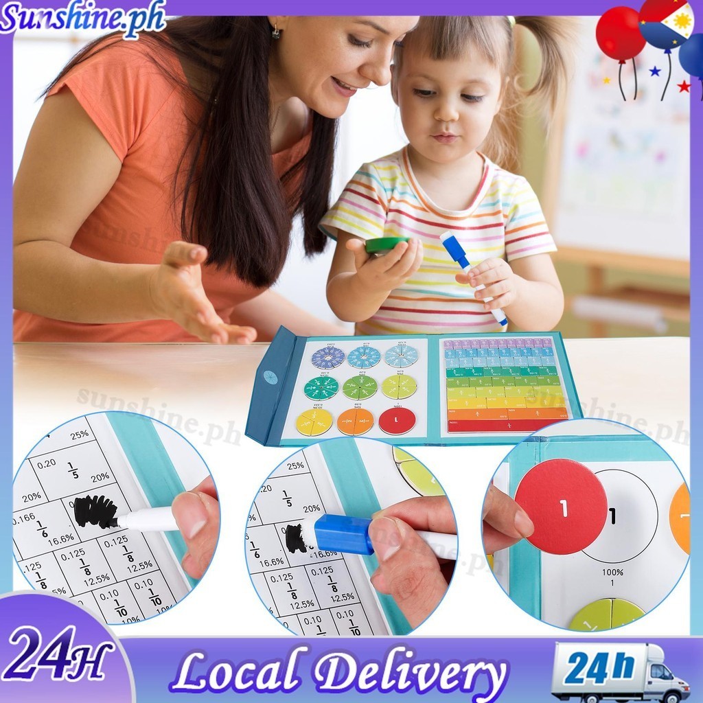 Magnetic Fraction Tiles and Fraction Circles Set with Pen Board Math ...
