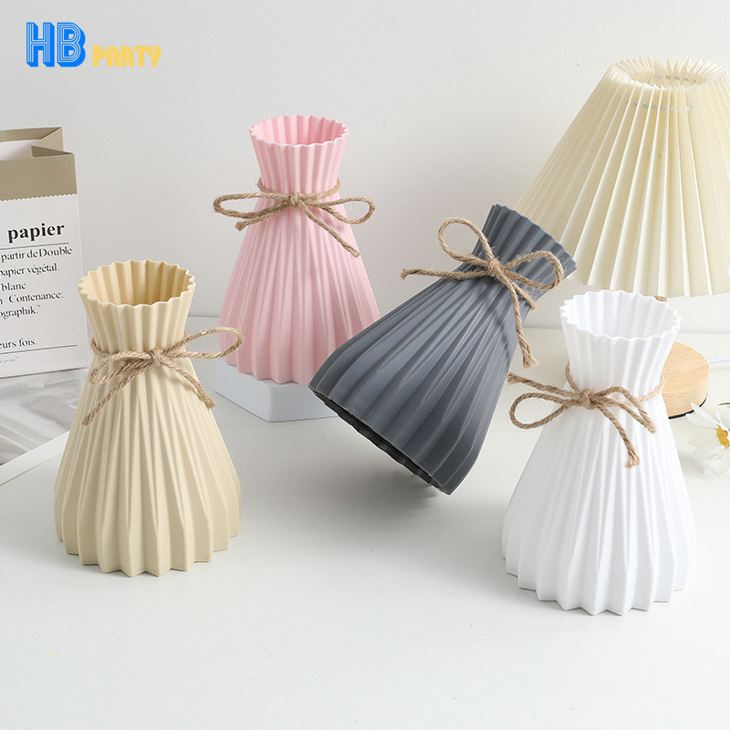 Nordic Style Plastic Hemp Rope Origami Vase Living Room Decorative Vase ...