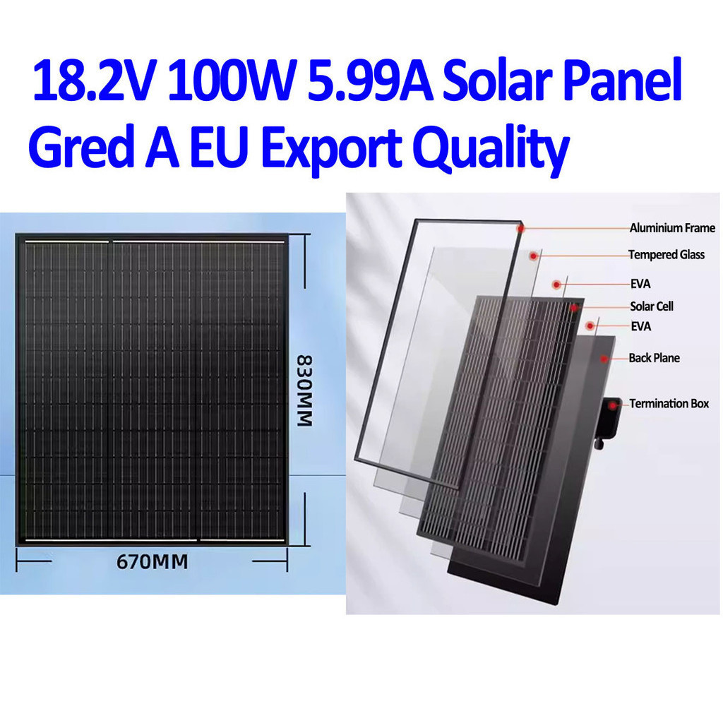 Grade A 18V 150W 8.33A Solar Panel Mono Crystalline Monocrystalline ...
