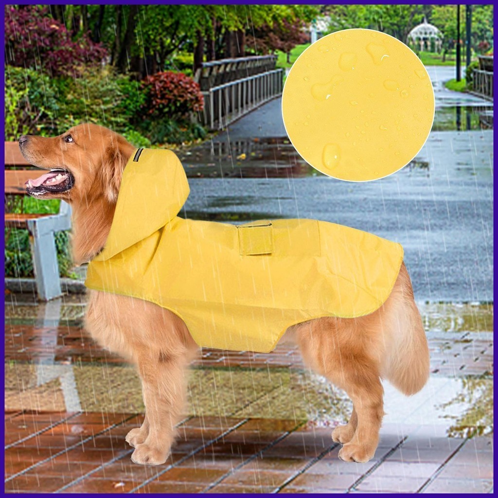 Waterproof Dog Raincoat With Hood Reflective Strips For Small