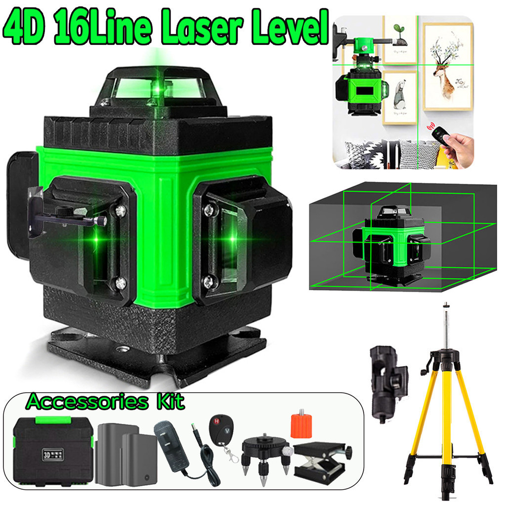 16 Line Laser Level for Construction Laser Level Tools 4D Green Light ...