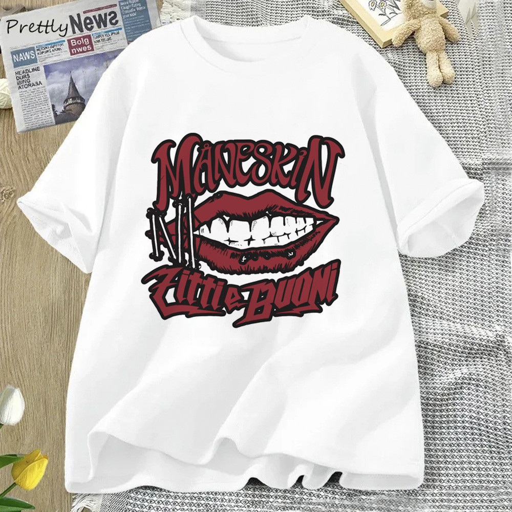 Maneskin t shirt women comic Y2K anime tshirt female streetwear comic ...