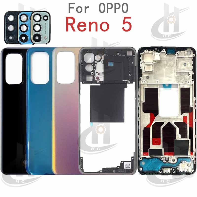 For OPPO Reno 5 5G Battery Back cover Housing middle frame + Button ...