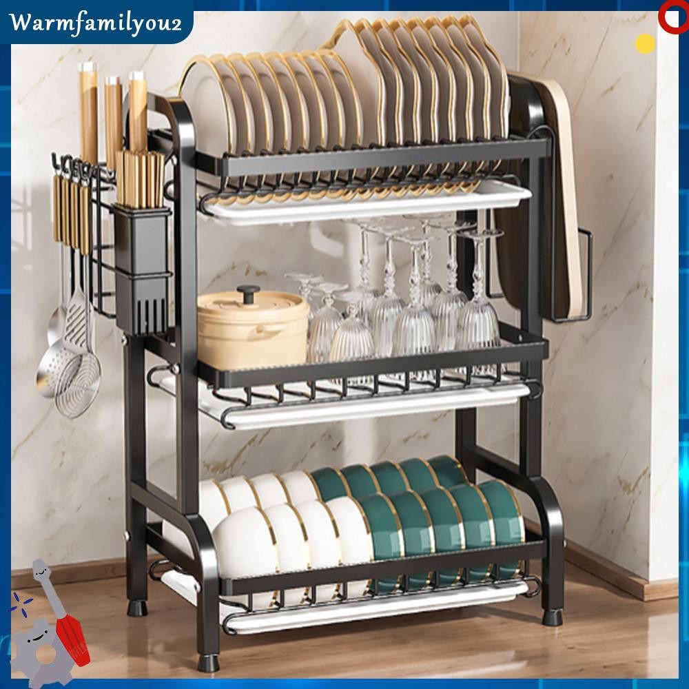 2/3 Tier Dish Drying Rack Multi-Function Counter Cutlery Holder Heavy ...