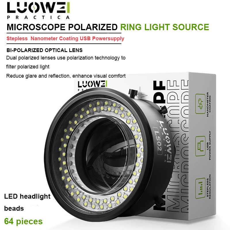 Luowei LW-LS02 64 LED Beads Caliber 61mm Microscope Polarized Ring ...